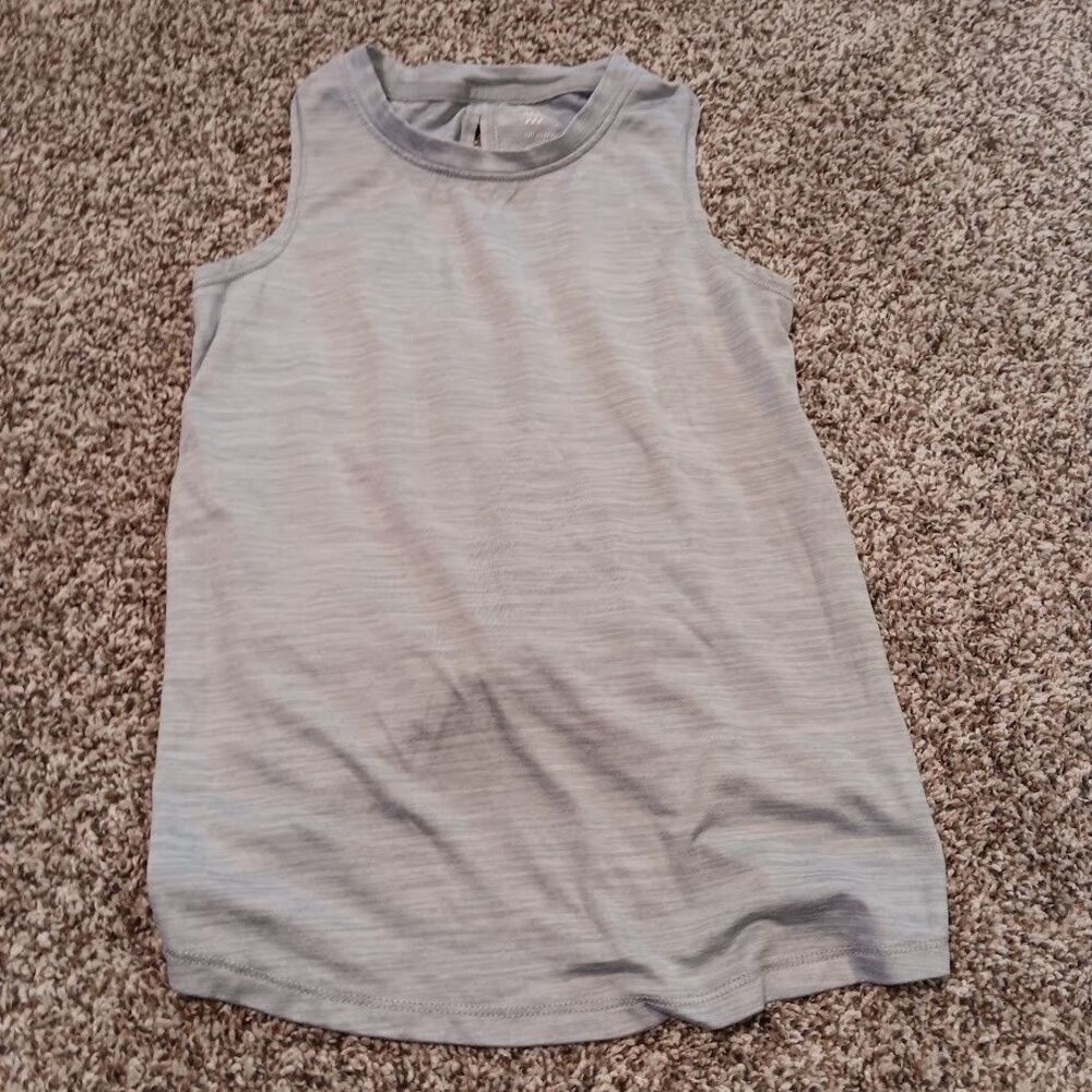 All Motion Girls 6/6X Sleeveless Athletic Tank Top Gray Knot Back Keyhole